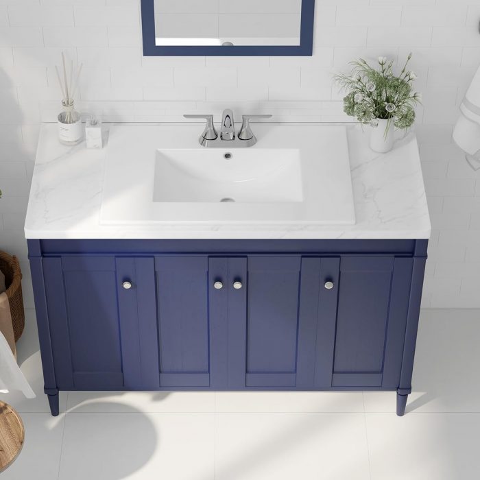 Pure White Vanity Top with Under-Mount Sink and Backsplash - Image 3