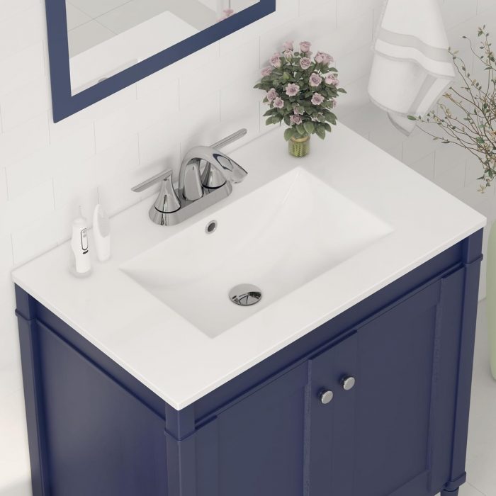 Pure White Vanity Top with Under-Mount Sink and Backsplash - Image 4