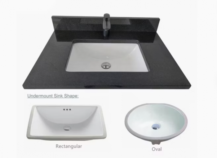 Black Galaxy Granite Vanity Top with Undermount Sink - Image 3