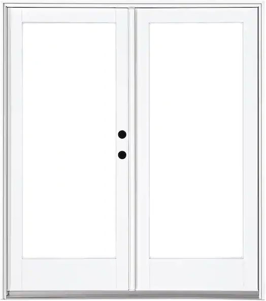 White double door with glass panels, inviting entrance.
