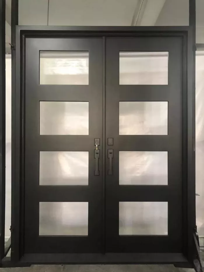 Prefinished Black Oak Door with Clear Glass – Modern Elegance - Image 2