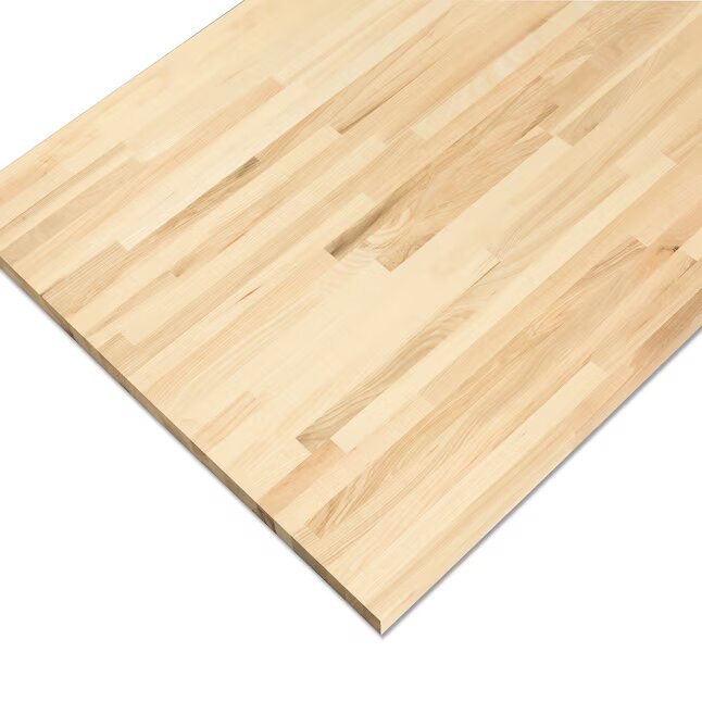 Close-up view of a wooden table top, showcasing its natural grain and texture.