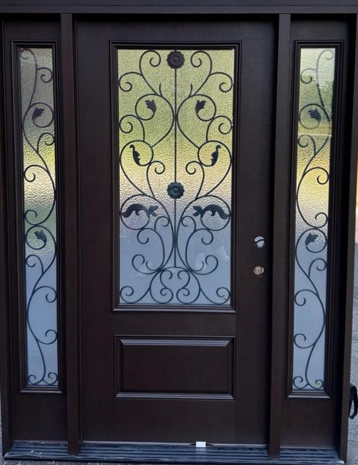 Elegant Fiberglass Door with Sidelights – 60” x 80” | Smooth, Oak, Mahogany Finish