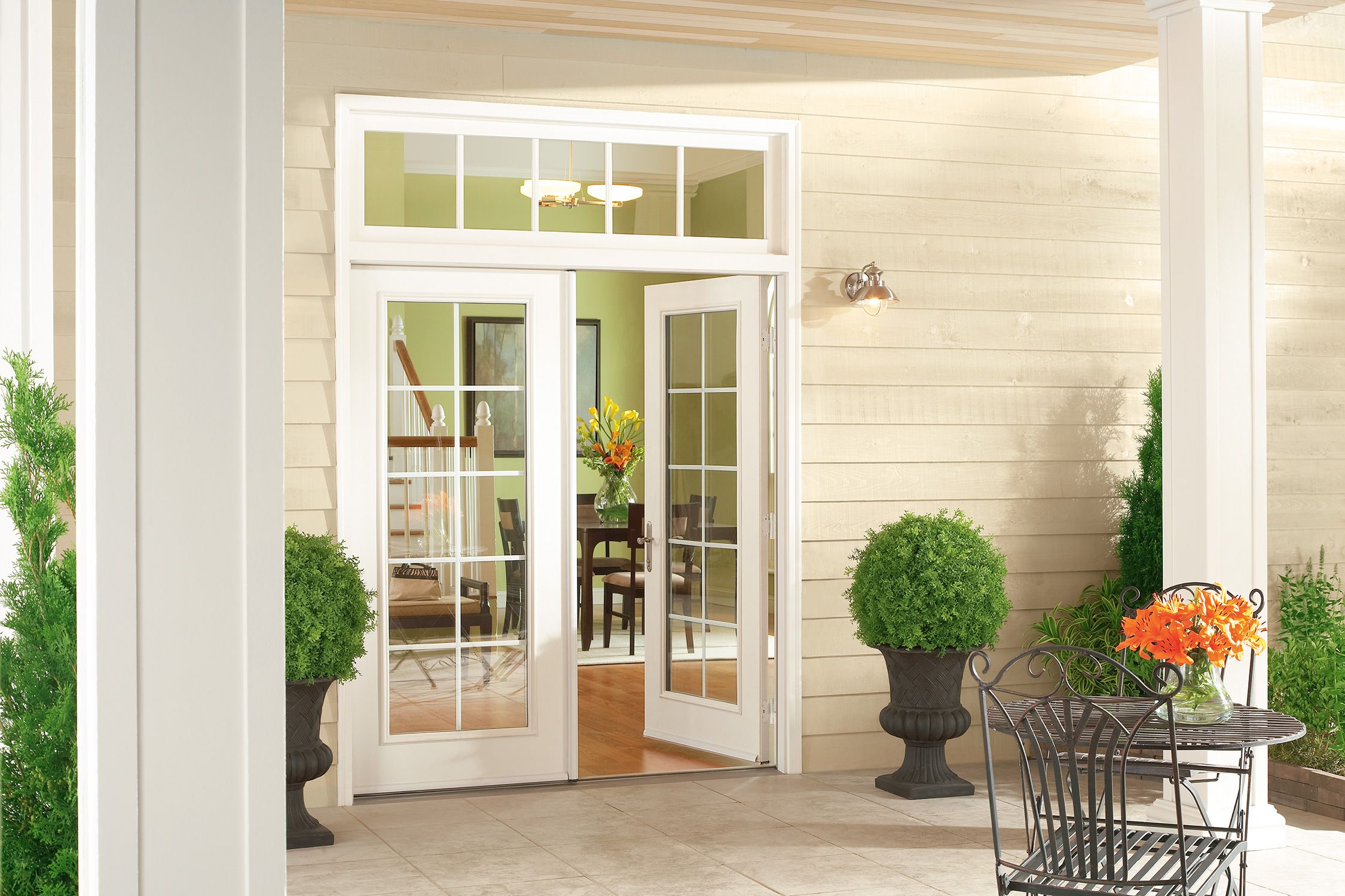 White Exterior French double doors