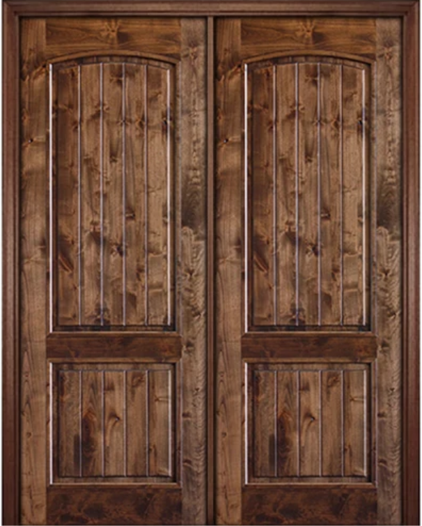 2-Panel V-Grooved Arched Double Door