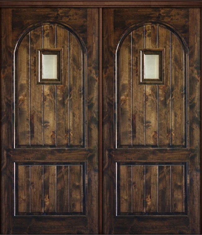 Circle Panel Double Entry Door with Speakeasy