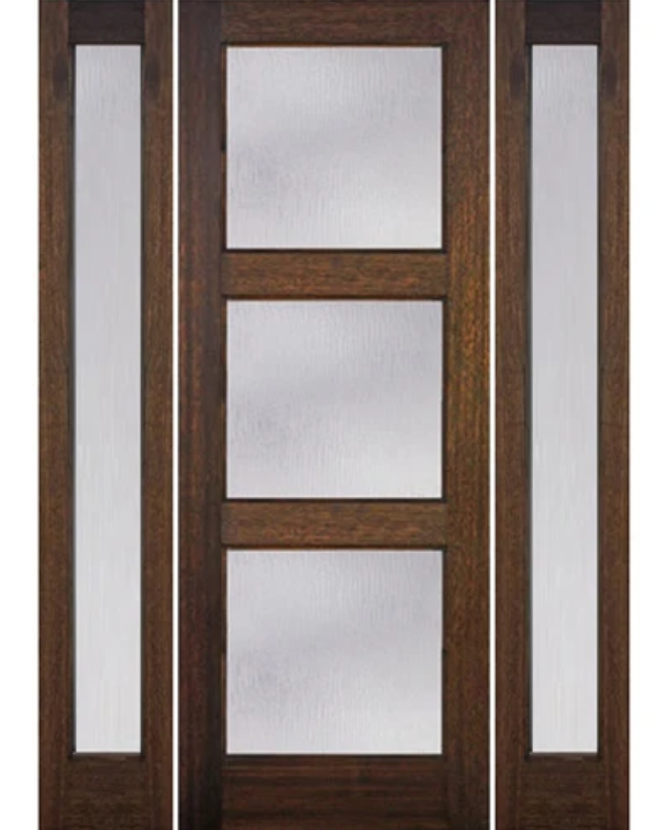 Contemporary 3-Lite Entry Door with Full Sidelite