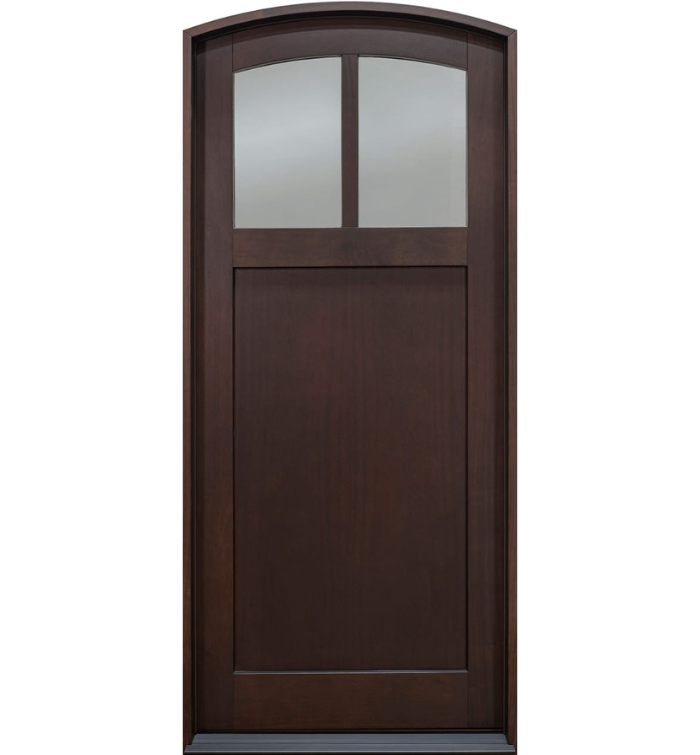 Clear-Glass Traditional Mahogany Front Door in Walnut Finish