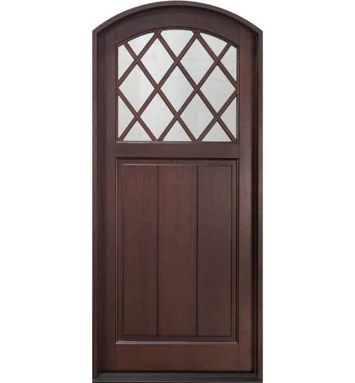 Elegant Classic Mahogany Single Entry Door with Clear Glass Panel